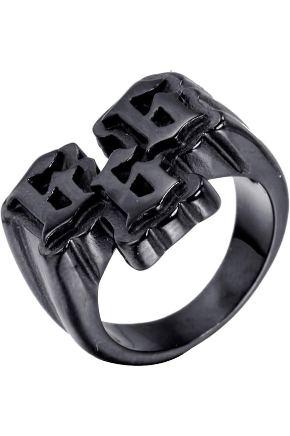 Men's Stainless Steel Vintage Gothic Punk Lucky Number 666 Biker Ring Silver Black