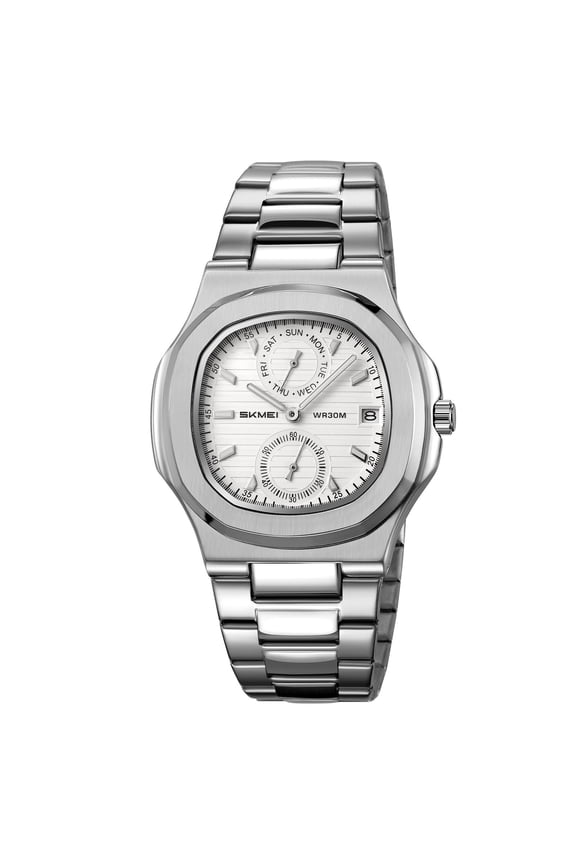 Men's Stainless Steel Watch, Waterproof Luminous Analog-Digital Timepiece Chronograph with Date Function, Business & Outdoor Sports Use