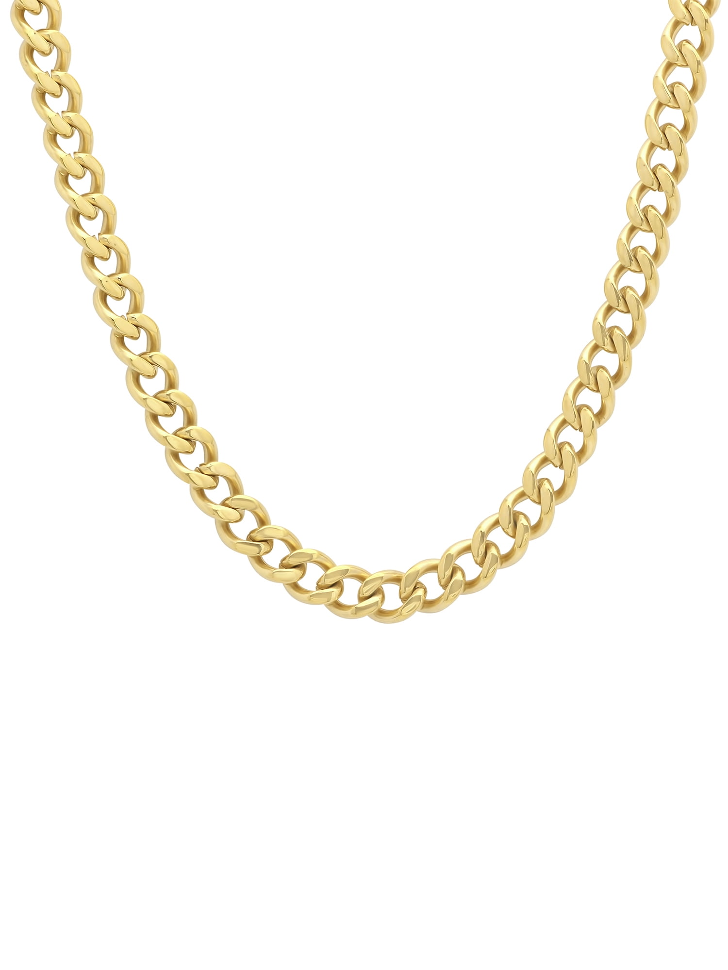 Mens Stainless Steel Yellow Finish Curb Chain Believe by B
