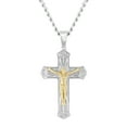 thumbnail image 1 of Men's Stainless Steel Yellow and White Finish Crystal Crucifix Cross Pendant - Believe by Brilliance, 1 of 4