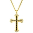 thumbnail image 1 of Men's Stainless Steel Yellow-tone Cross Pendant with Black and White Crystals- Believe by Brilliance, 1 of 4