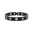 thumbnail image 1 of Men’s Stainless Steel and Tungsten Two Tone Pyramid Link Bracelet, 1 of 4