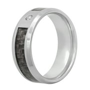 BRILLIANCE FINE JEWELRY Men's Stainless Steel with Diamond Accent Gray Carbon Fiber Band, 8mm