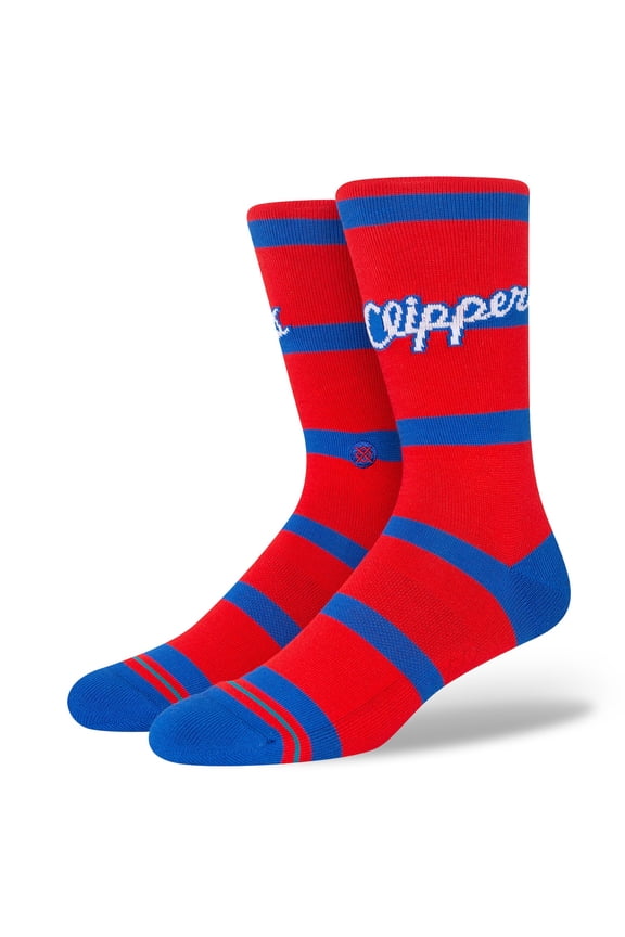 Men's Stance LA Clippers Hardwood Classics Stripes Crew Socks
