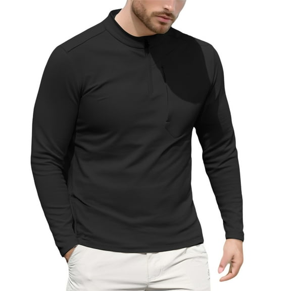 Men's Stand Up Collar Athletic T Shirt Long Sleeve Comfortable Casual Sweater for Autumn Fitness and Daily Wear Mens Work Shirts Summer Basic Tee Shirts