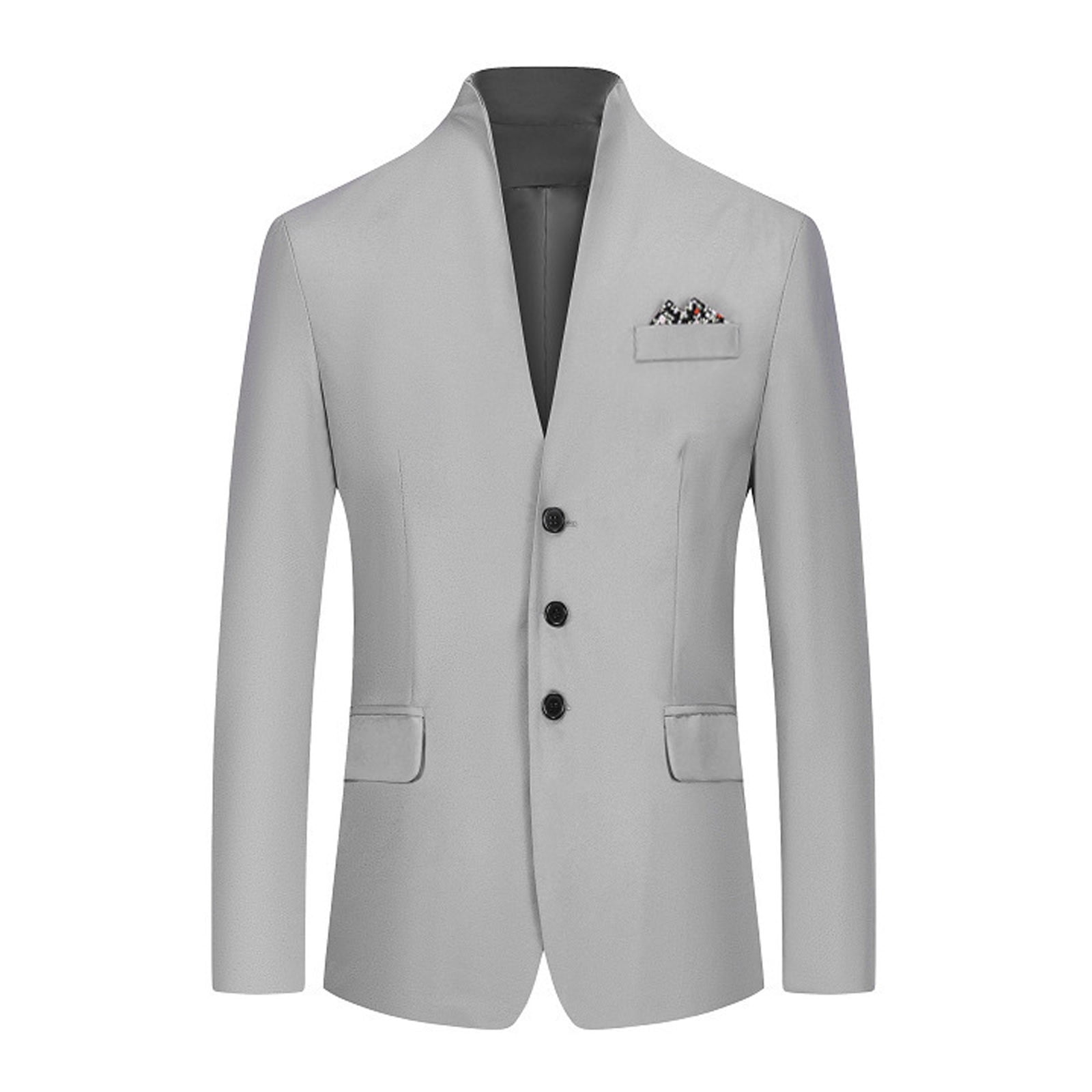 Mens Casual Suit Blazer Jackets Stand Collar Business Sport