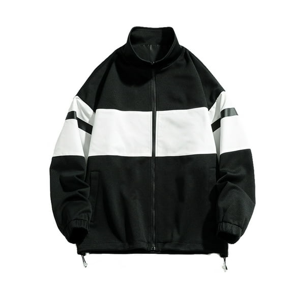 Men's Stand Collar Casual Jacket Lightweight Breathable Outdoor Fashion Loose Fit Coat Windbreaker