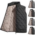 thumbnail image 1 of Men's Stand Collar Corduroy Vest Fleece Lined Zip up Regular Fit Thermal Sleeveless Waistcoat with Pockets for Fall Winter Loungewear Causal Outdoor Work Daily Activities Black XXL, 1 of 8