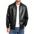 thumbnail image 1 of Men's Stand Collar Motorcycle Jacket Faux Leather Baseball Jacket Coat, Lightweight Full Zip Biker Outwear for Street Riding Commute Travel Daily Work, 1 of 9