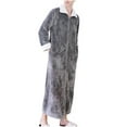 thumbnail image 1 of Men's Stand Collar Plush Robe, Winter Thicke Warm Fleece Soft Full Length Long Bathrobe Zip Up Coat with Pockets, 1 of 2