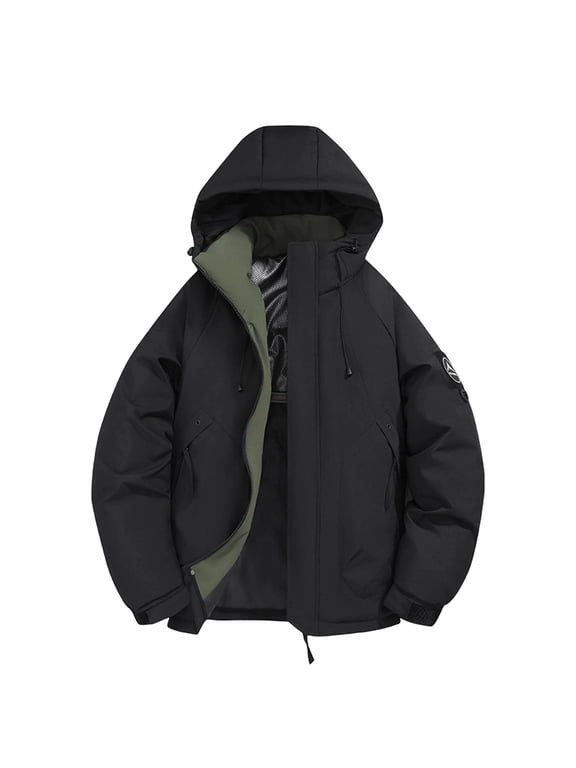 Men's Stand Collar Workwear Jacket with Zipper Cardigan Style and Solid Color Professional Look