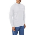 thumbnail image 1 of Men's Stand Up Collar Half Zipper Reflective Fitness Long Sleeve Quick Dry Running Top White XL, 1 of 7