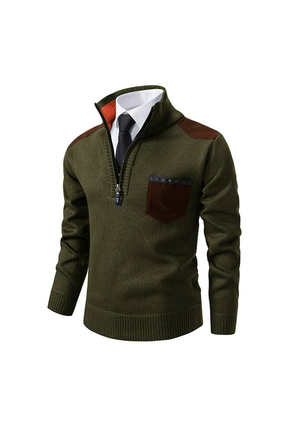 Men's Stand Up Collar Pullover Long Sleeved Loose Base Shirt Top Sweater Stand-up Collar Sweater