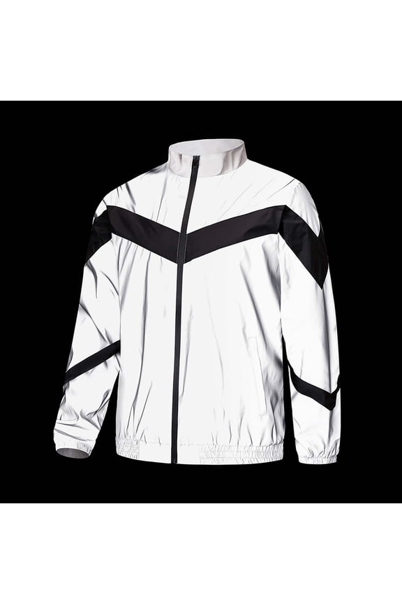 Men's Stand Up Collar Reflective Jacket Fashionable Trend Splicing Thin Jacket