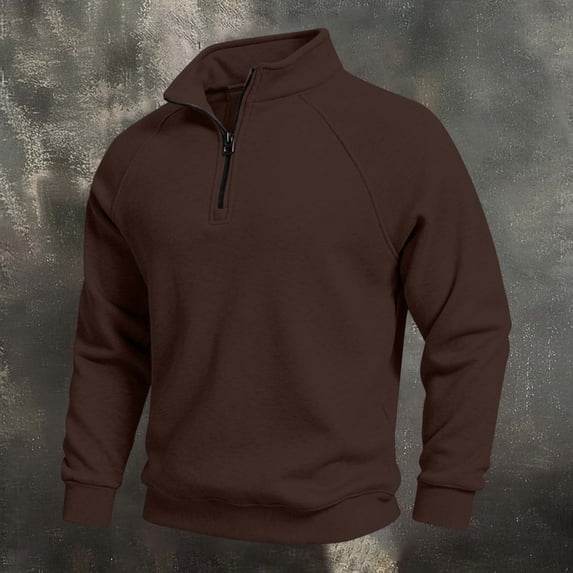 Men's Stand Up Collar Sweatshirt Half Zipper Long Sleeves Pockets Pullover Solid Color Sweatshirt Fall Winter
