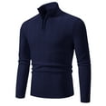 thumbnail image 1 of Men's Stand-up Collar Sweaters V Neck Quarter Zip Sweatshirts Casual Long Sleeve Solid Color Geometric Texture Pullover Top Knitted Polos Sweatshirt Winter Warm Sweater, 1 of 7