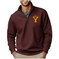 thumbnail image 1 of Men's Stand up hoodie Sweatshirts zipper Front Long Sleeve Pullovers Tops Wine L(L), 1 of 4