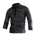 Men's Standing Collar Leather Jacket Fashion Casual Cardigan Jacket