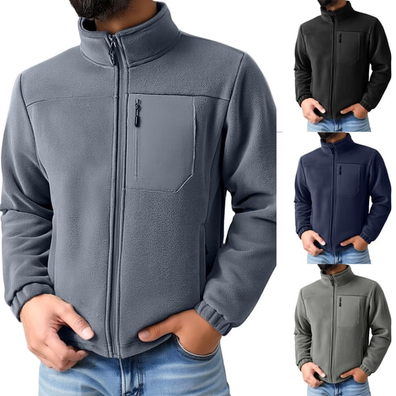 Men's Standing Collar Thickened Adding Fleece Loose Big Size Zipper Knitted Sweater - Warm for Autumn Winter Layering, Outdoor Activities, and Festive Seasons,Black,M