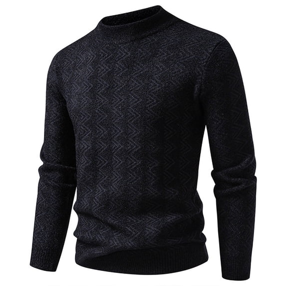 Men's Standing neck Sweater Waffle Patterned Long Sleeve Cable Knit Sweater