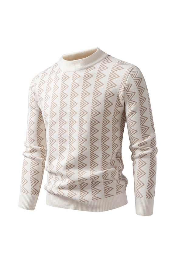 Men's Standing neck Sweater Waffle Patterned Long Sleeve Cable Knit Sweater