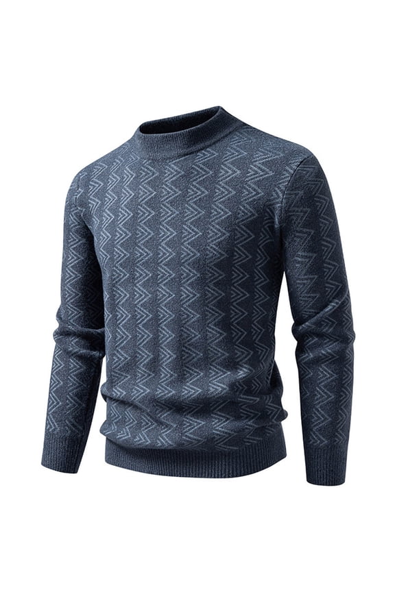 Men's Standing neck Sweater Waffle Patterned Long Sleeve Cable Knit Sweater