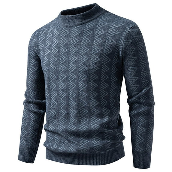 Men's Standing neck Sweater Waffle Patterned Long Sleeve Cable Knit Sweater