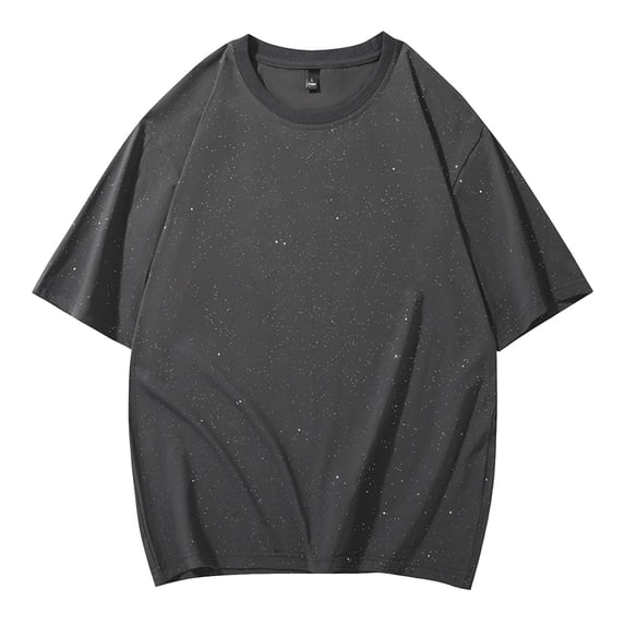 Men's Star Sequins Short Sleeve T-Shirt - Round Neck, Korean Style, Polyester, Party/Casual/Daily