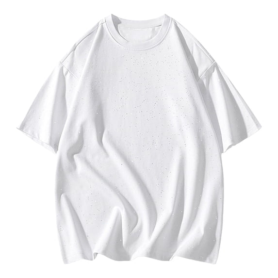 Men's Star Sequins Short Sleeve T-Shirt - Round Neck, Korean Style, Polyester, Party/Casual/Daily