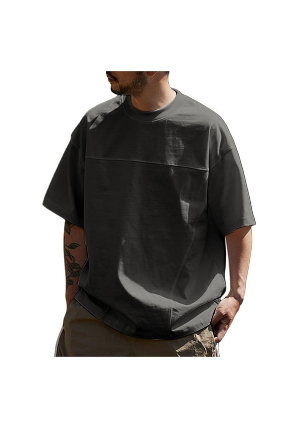 Men's Star-Themed Printed Short Sleeve T-Shirt - Casual Comfortable Fit, Polyester Fabric, S-XXL Sizes