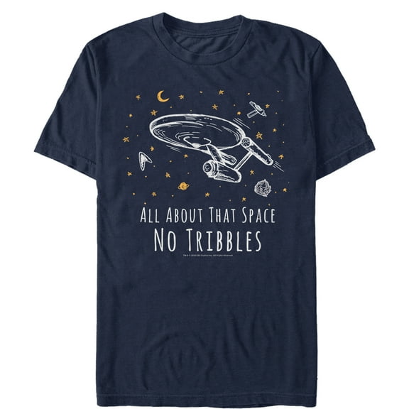 Men's Star Trek All About That Space No Tribbles  Graphic Tee Navy Blue 3X Large