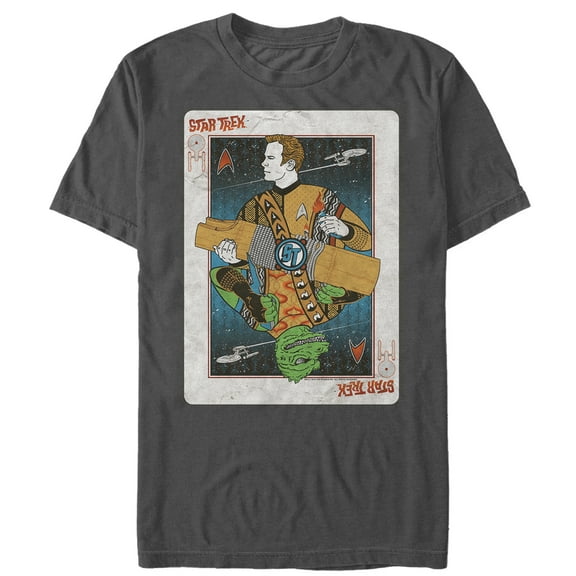 Men's Star Trek Captain Kirk & Gorn Playing Card  Graphic Tee Charcoal Large