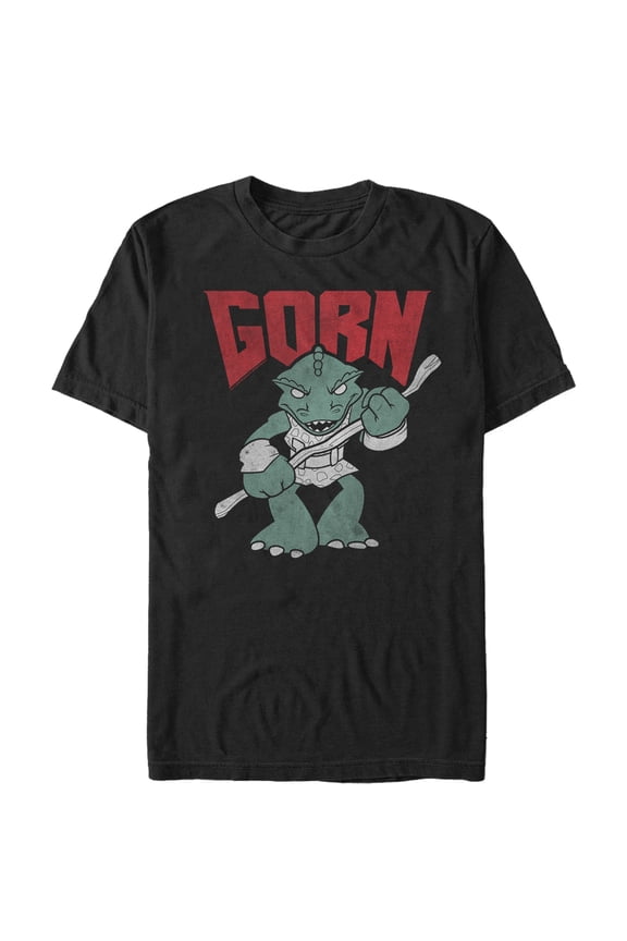Men's Star Trek Cartoon Gorn Alien Pose Graphic Tee Black Large