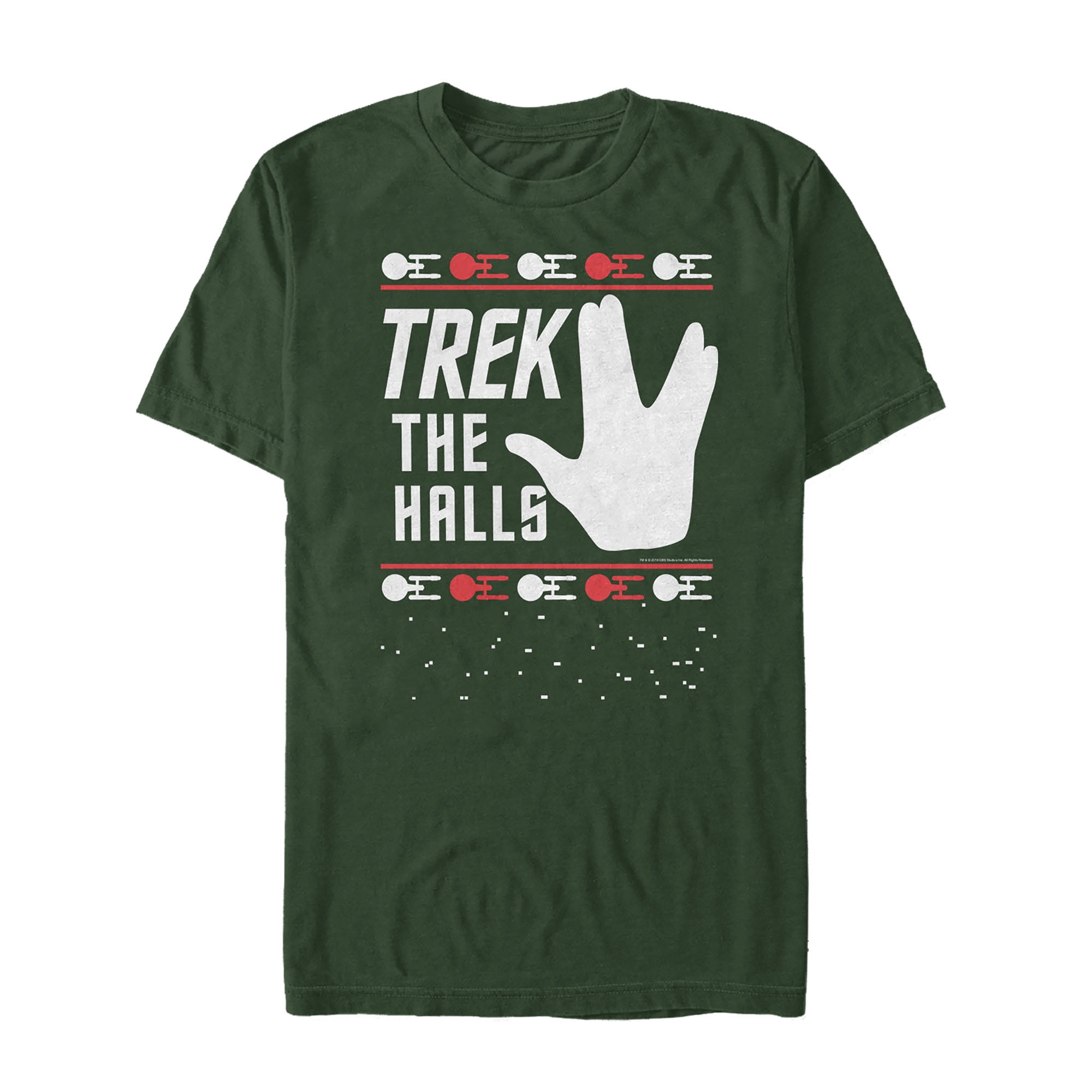 dark green and white graphic tee