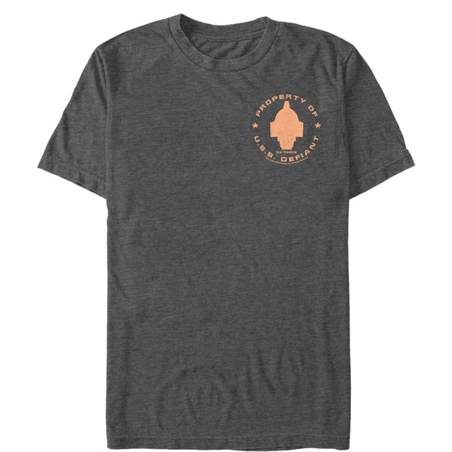 Men's Star Trek: Deep Space Nine Property Of USS Defiant Badge Graphic Tee Charcoal Heather Large
