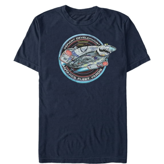 Men's Star Trek: Deep Space Nine Defiant Development Assimilate This Graphic Tee Navy Blue Large