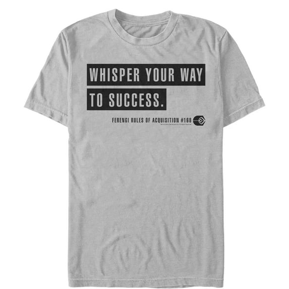 Men's Star Trek: Deep Space Nine Ferengi Rules Whisper Your Way Success Graphic Tee Silver 2X Large