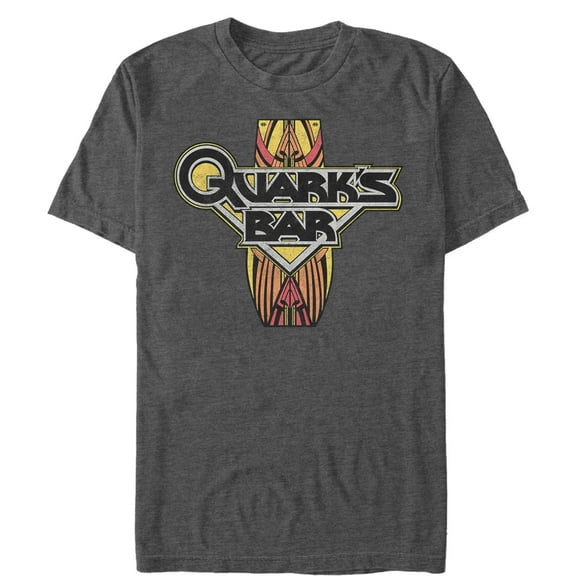 Men's Star Trek: Deep Space Nine Quark's Bar Logo Graphic Tee Charcoal Heather 2X Large