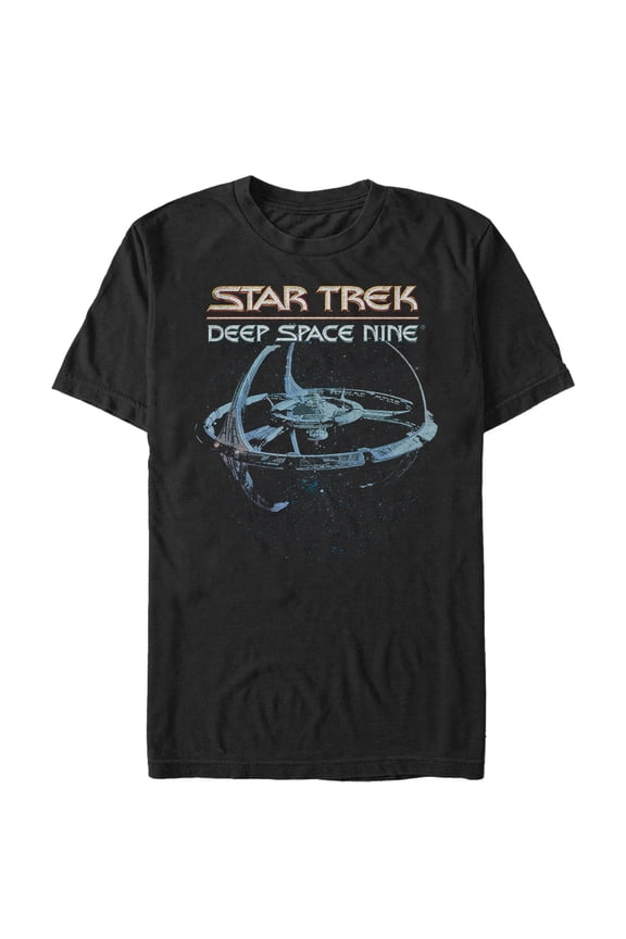 Men's Star Trek: Deep Space Nine Space Station Outside View Graphic Tee Black Small