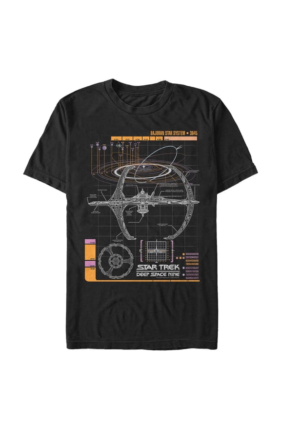 Men's Star Trek: Deep Space Nine Space Station Schematics Graphic Tee Black X Large