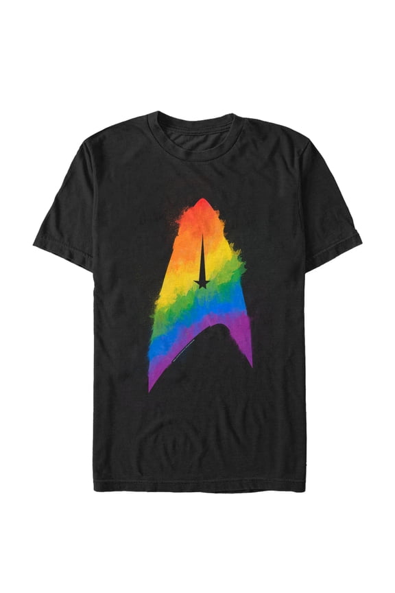 Men's Star Trek: Discovery Artistic Rainbow Starfleet Logo  Graphic Tee Black Large