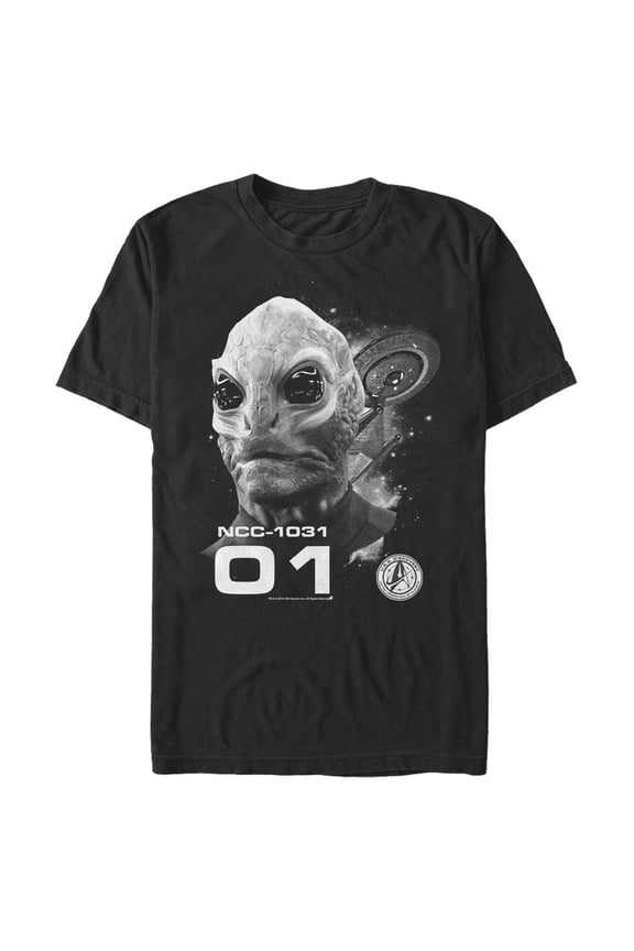 Men's Star Trek: Discovery Black and White Linus Graphic Tee Black 2X Large