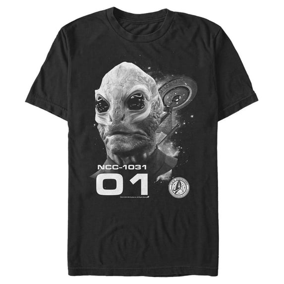 Men's Star Trek: Discovery Black and White Linus Graphic Tee Black Large