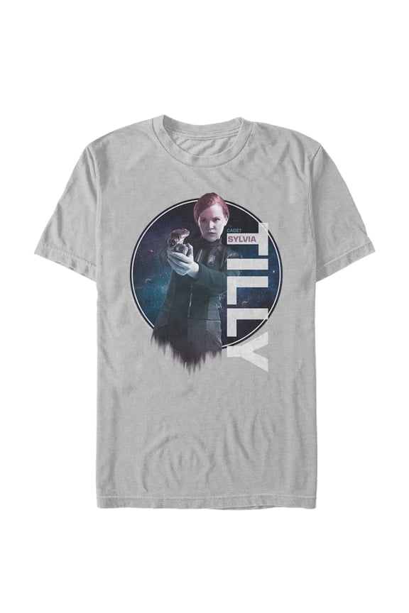 Men's Star Trek: Discovery Cadet Sylvia Tilly Phaser On Stun Graphic Tee Silver Large