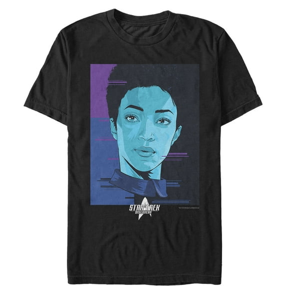 Men's Star Trek: Discovery Michael Burnham Cartoon Portrait Graphic Tee Black 2X Large