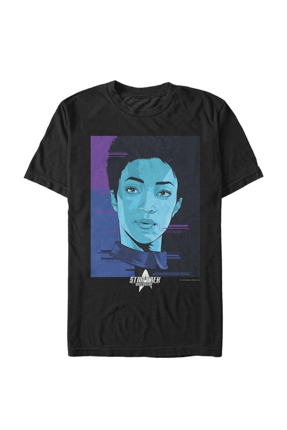 Men's Star Trek: Discovery Michael Burnham Cartoon Portrait Graphic Tee Black Large