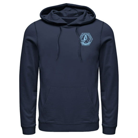 Men's Star Trek: Discovery Mission Certified Badge  Pull Over Hoodie Navy Blue Medium