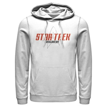 Men's Star Trek: Discovery Opening Logo  Pull Over Hoodie White 2X Large