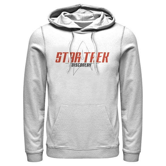 Men's Star Trek: Discovery Opening Logo  Pull Over Hoodie White 3X Large