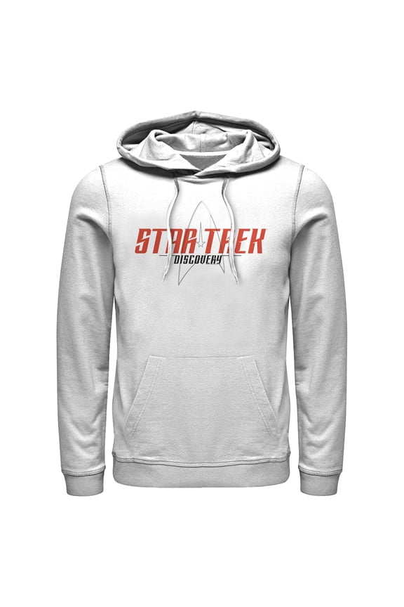 Men's Star Trek: Discovery Opening Logo  Pull Over Hoodie White Medium